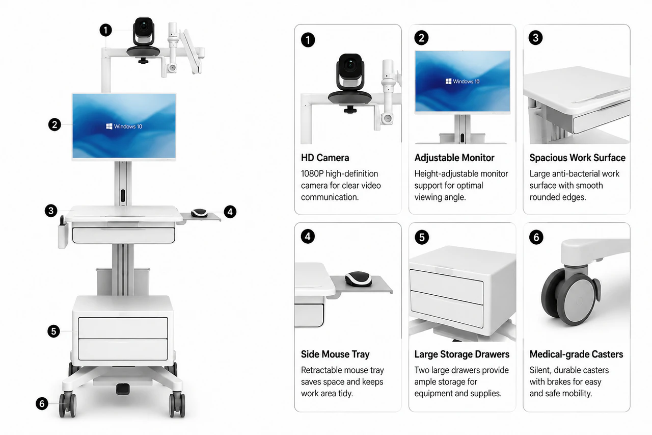 SH3-A-2-9 Medical Computer Cart