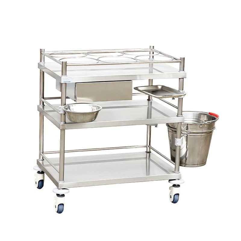 Carrito médico de acero inoxidable con cajón
