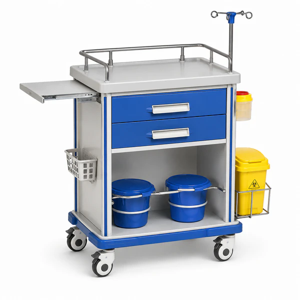 CT-75001D10-LB ABS treatment trolley with IV pole and waste bins
