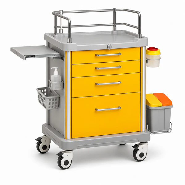 MT-62826A four-drawer ABS medication trolley with central lock